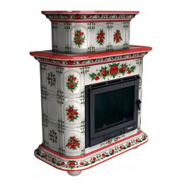 Каминная облицовка КимрПечь Прованс пристенная двухъярусная Маки